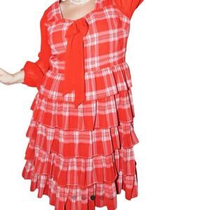 NWT Ivy City Co Curve Taylor Dress Red Plaid Tiered Ruffle Holiday Christmas 18W